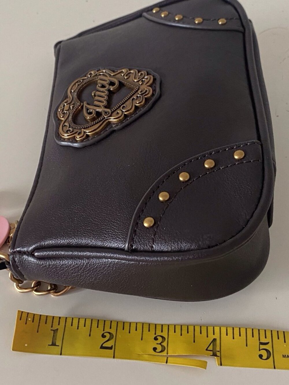 Juicy Couture In Her Juicy Era Convertible Wristlet Mini Bag Purse Chocolate NEW - Picture 12 of 14